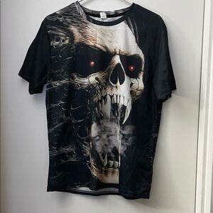 Men's Black Graphic Skull T-Shirt